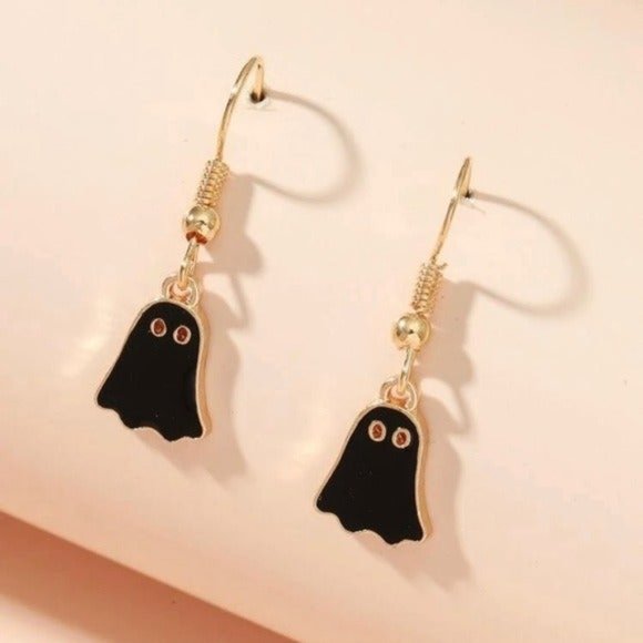 Cuttie Ghost Drop Halloween Earrings - Picture 1 of 7